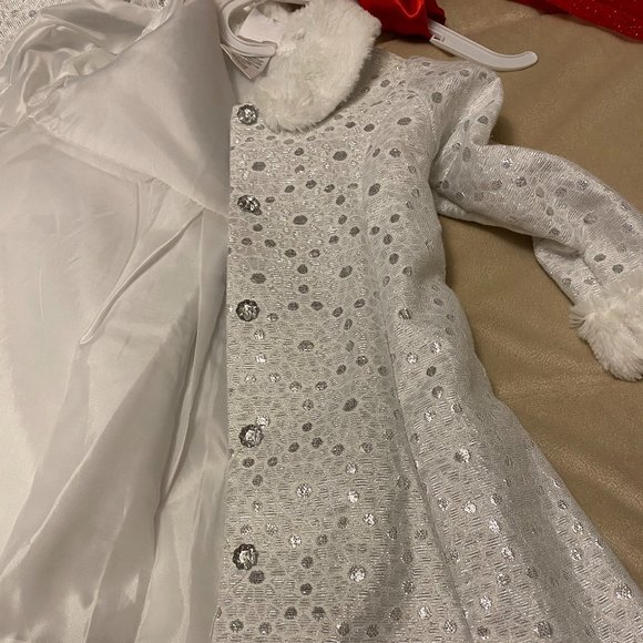 Nannette Baby Girl 2pc. White Sparkly Coat/Red Dress - Picture 4 of 15